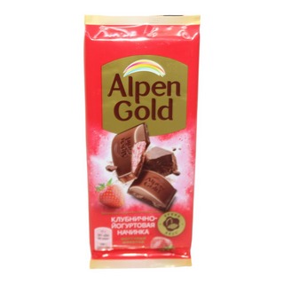 Шоколад Альпен Голд  молочный с клубнично-йогуртовой начинкой 85г